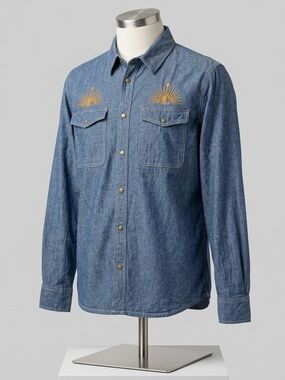Men's Hooké Denim / Chambray Button-Up Shirt – Size L